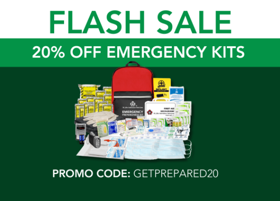 FLASH SALE  20% off Emergency Kits. Use Promo Code: GETPREPARED20